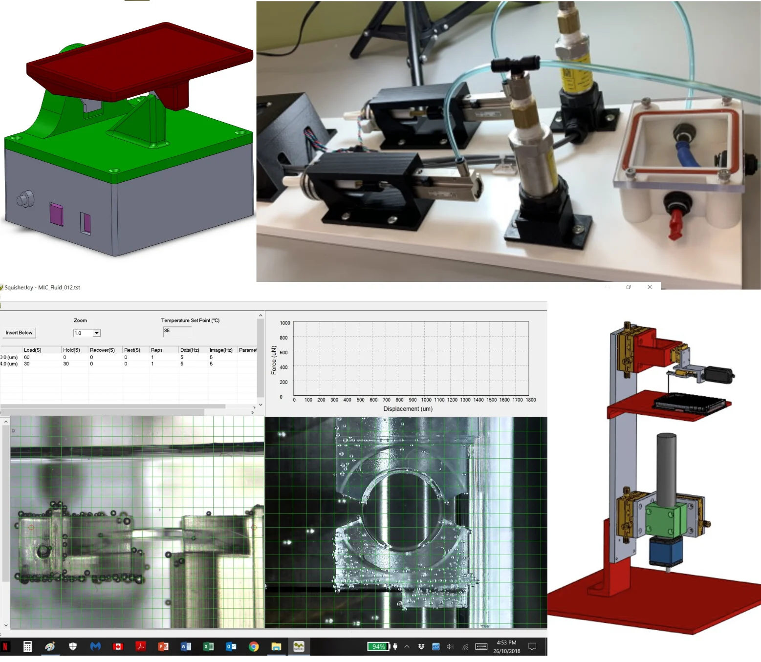 Composite photo of the lung volume pressure testing custom system