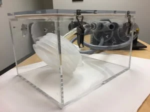 Custom lung volume pressure testing system chamber view