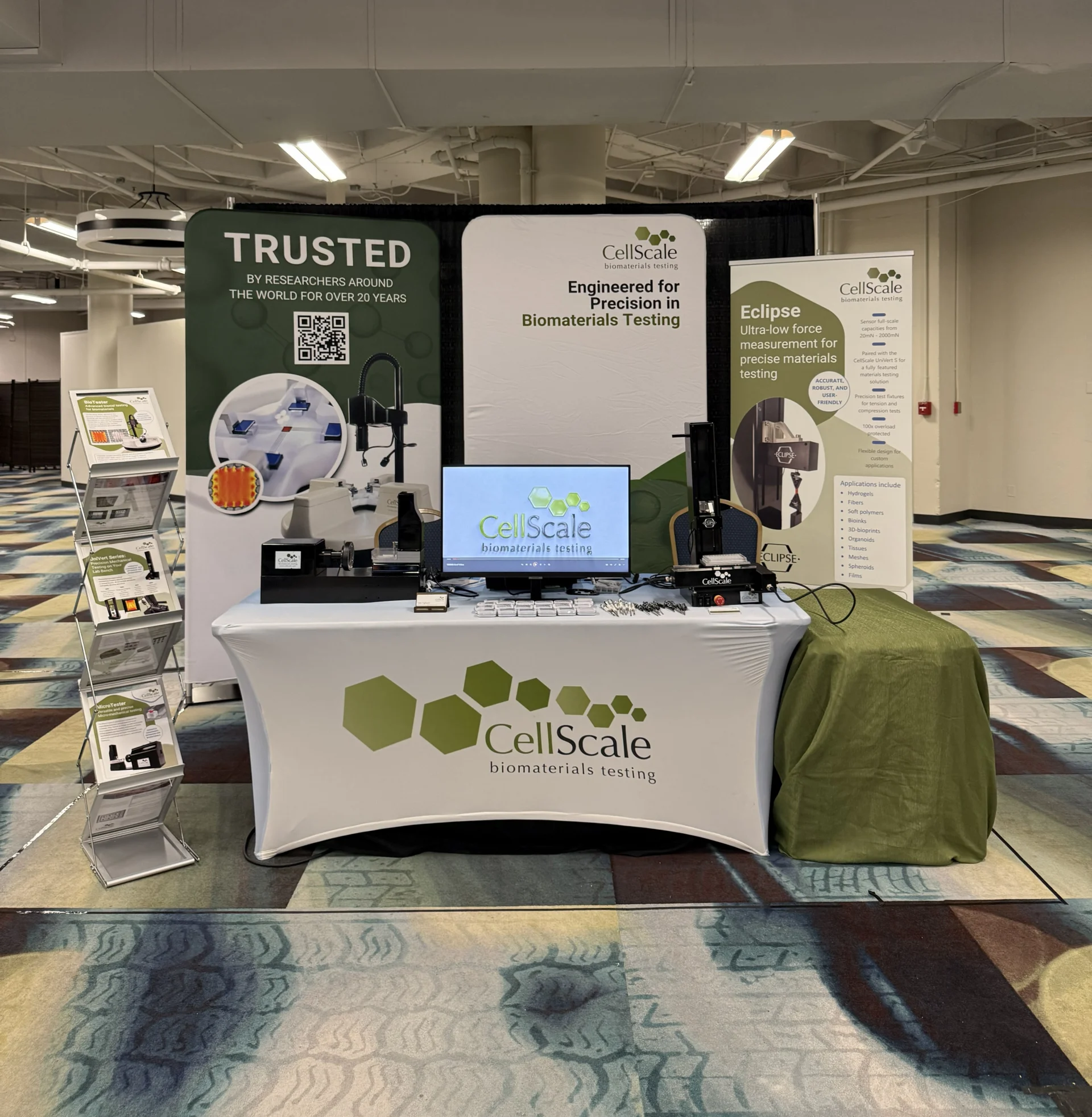 CellScale Biomaterials Testing conference booth setup for biomaterials conferences