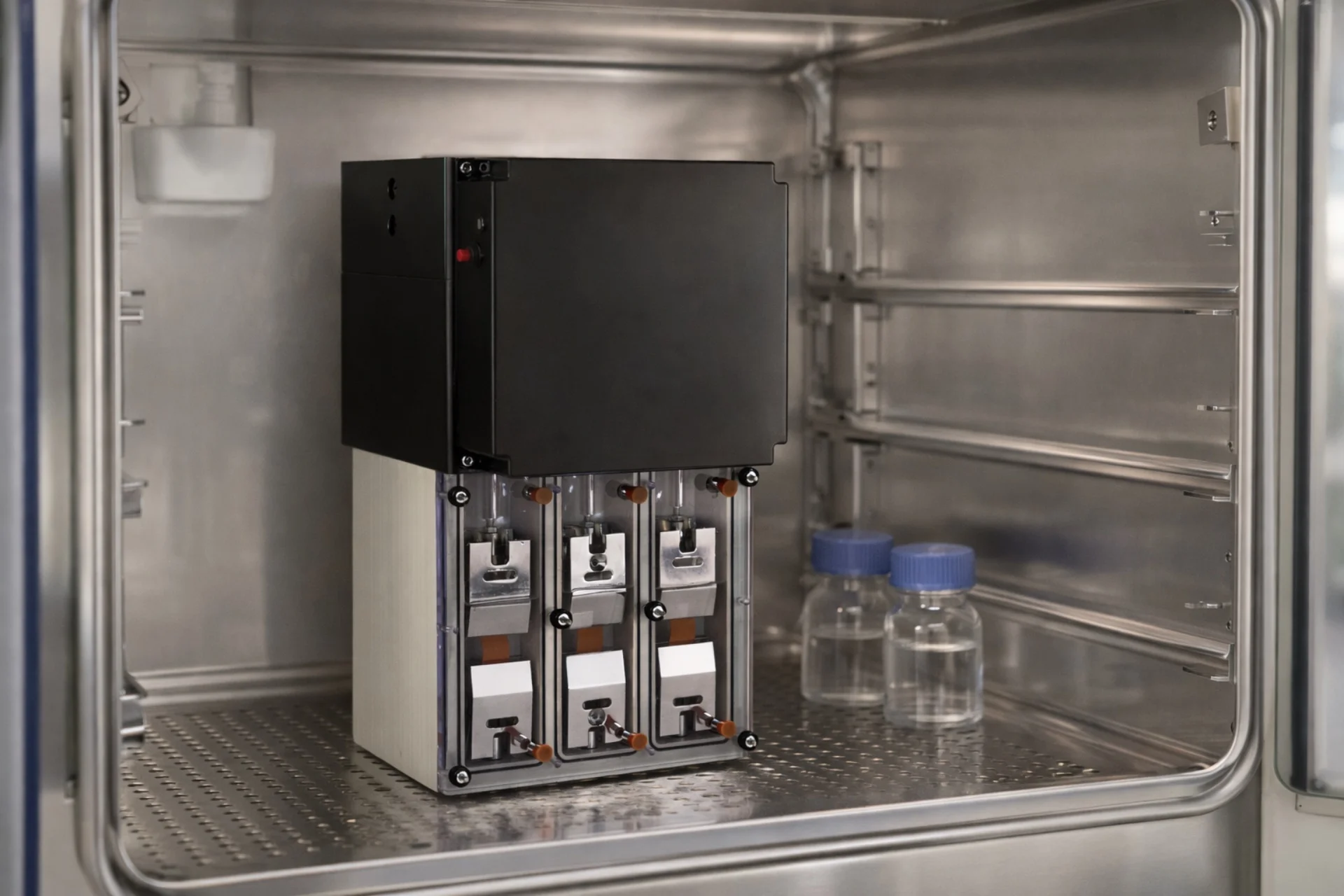 The MCJ1 placed in an incubator for testing