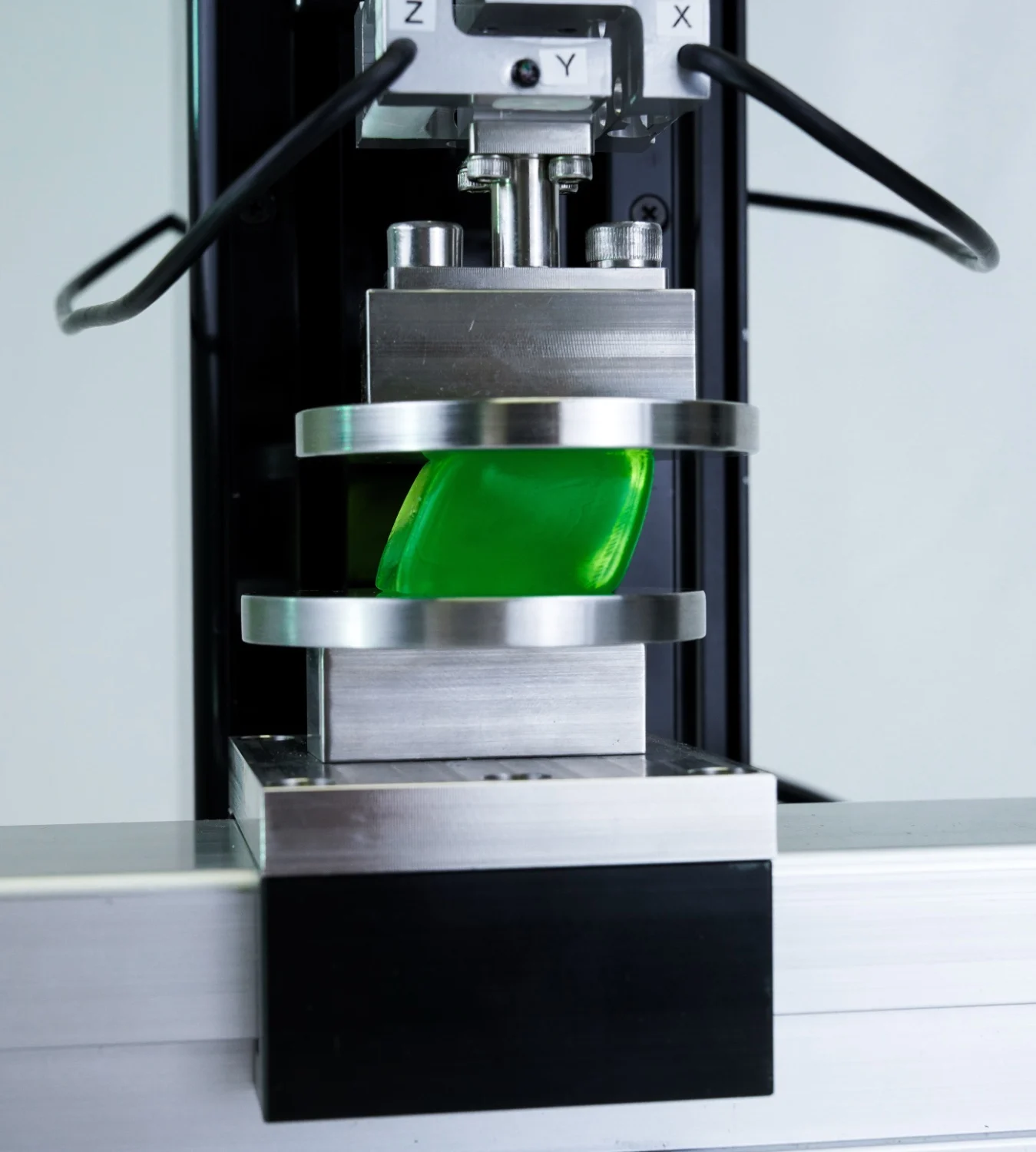 The UniVert doing shear testing on a gel-like sample