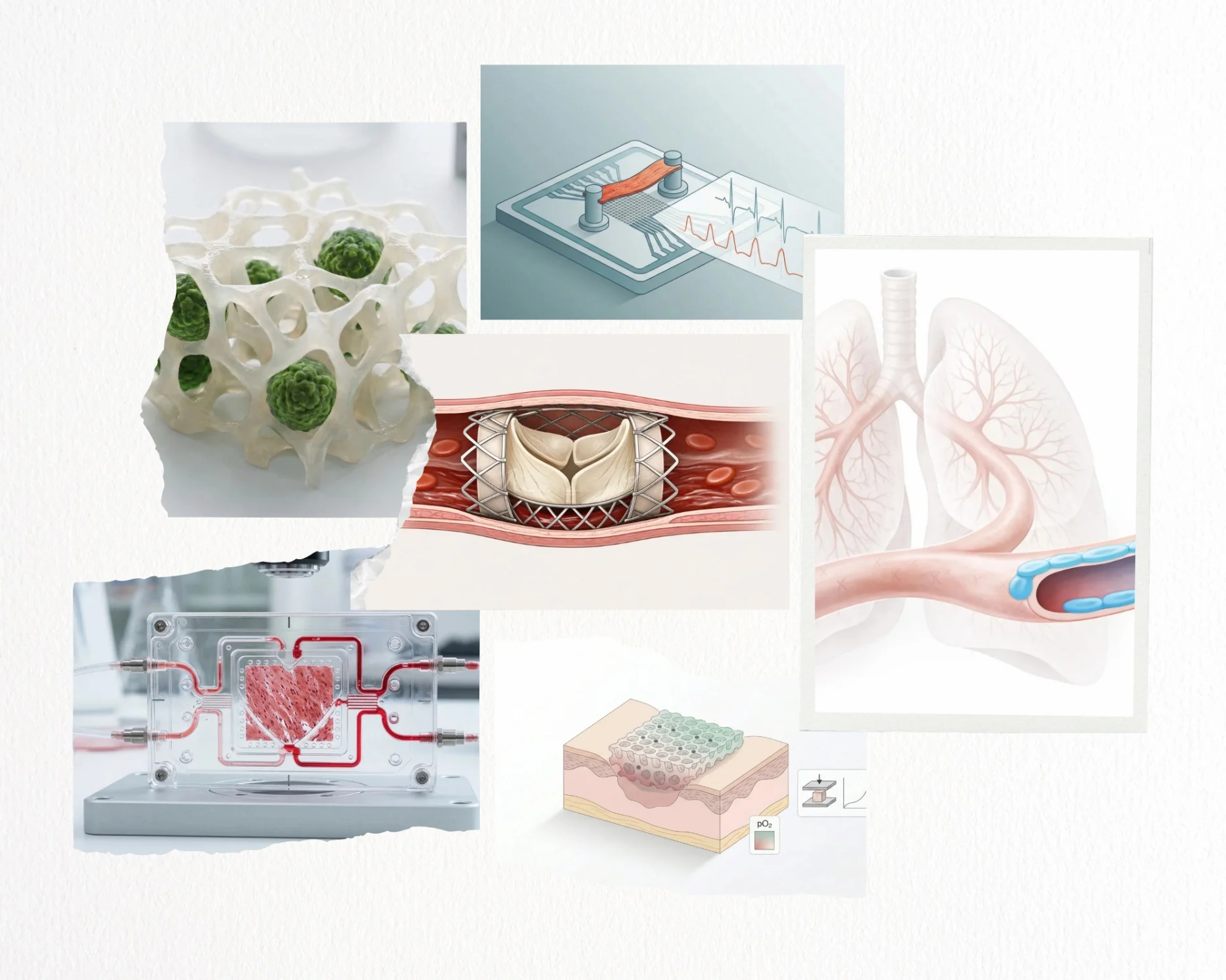 Collage of biomaterials research applications