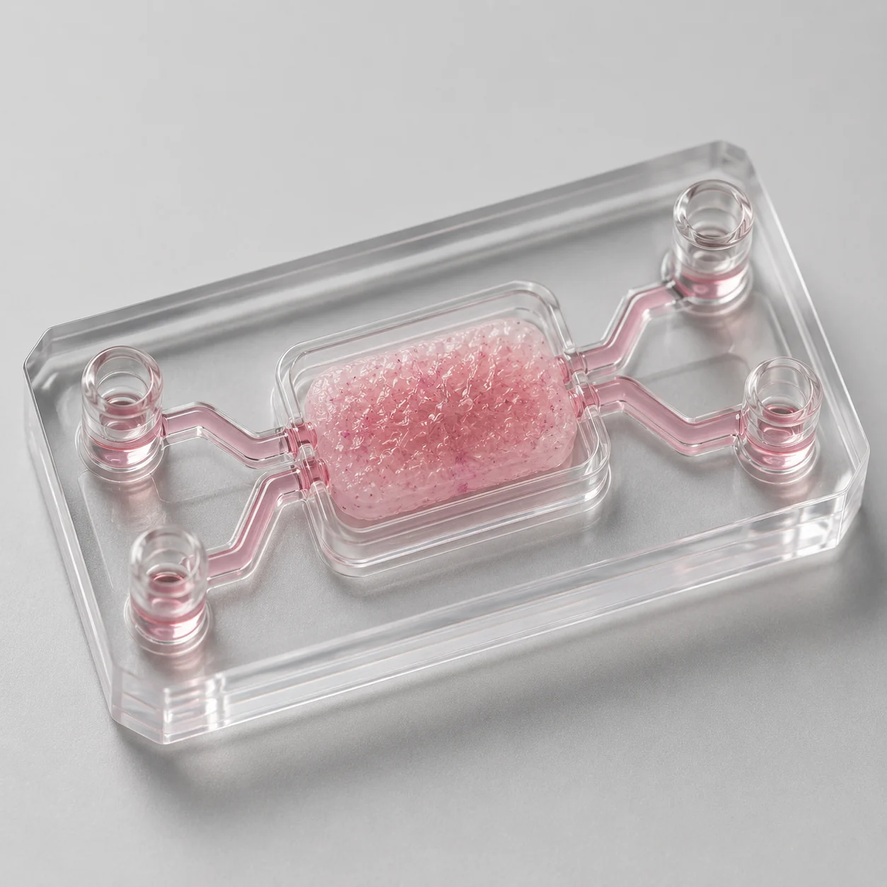 A microfluidic organ-on-a-chip device embedded tissue construct example